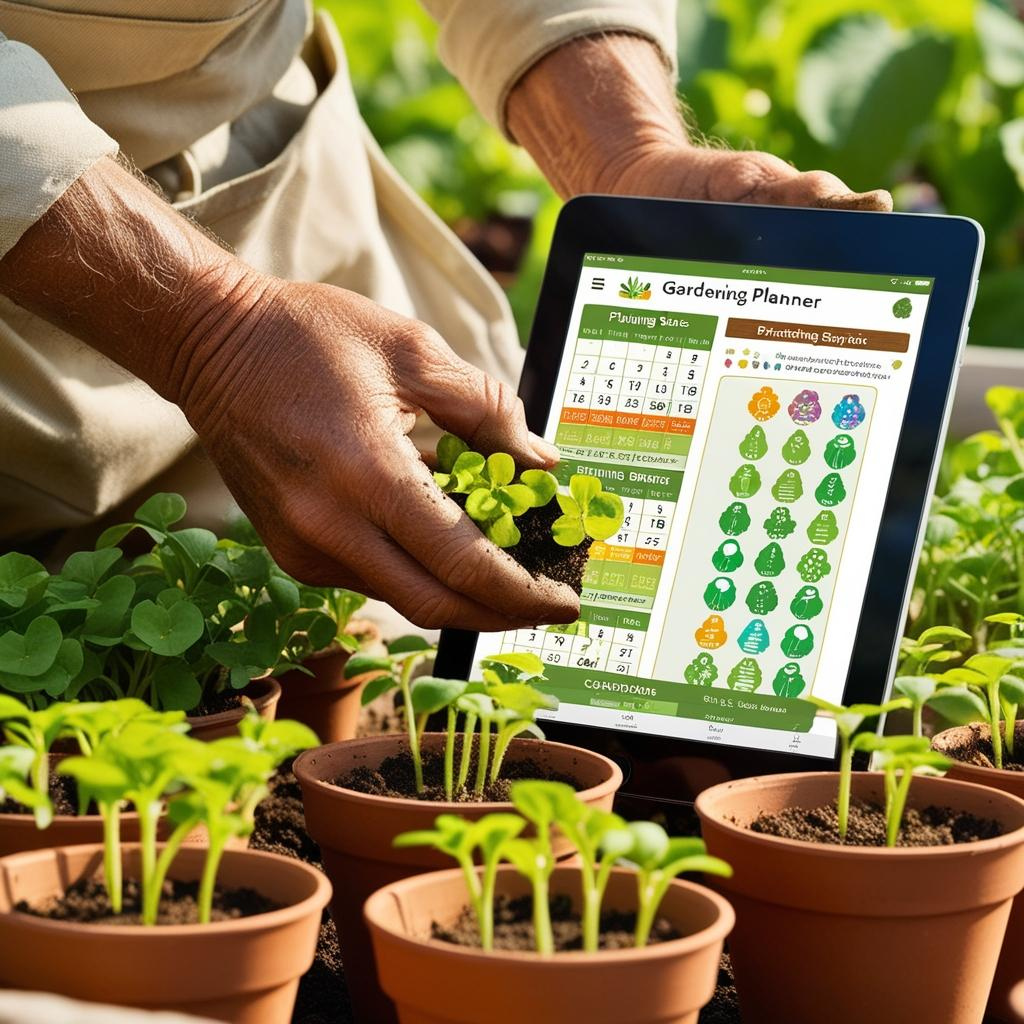 Gardening planner with monthly tasks and seasonal plant care tips
